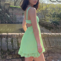 Mint Cut Out Ruffle Dress - Festigal
