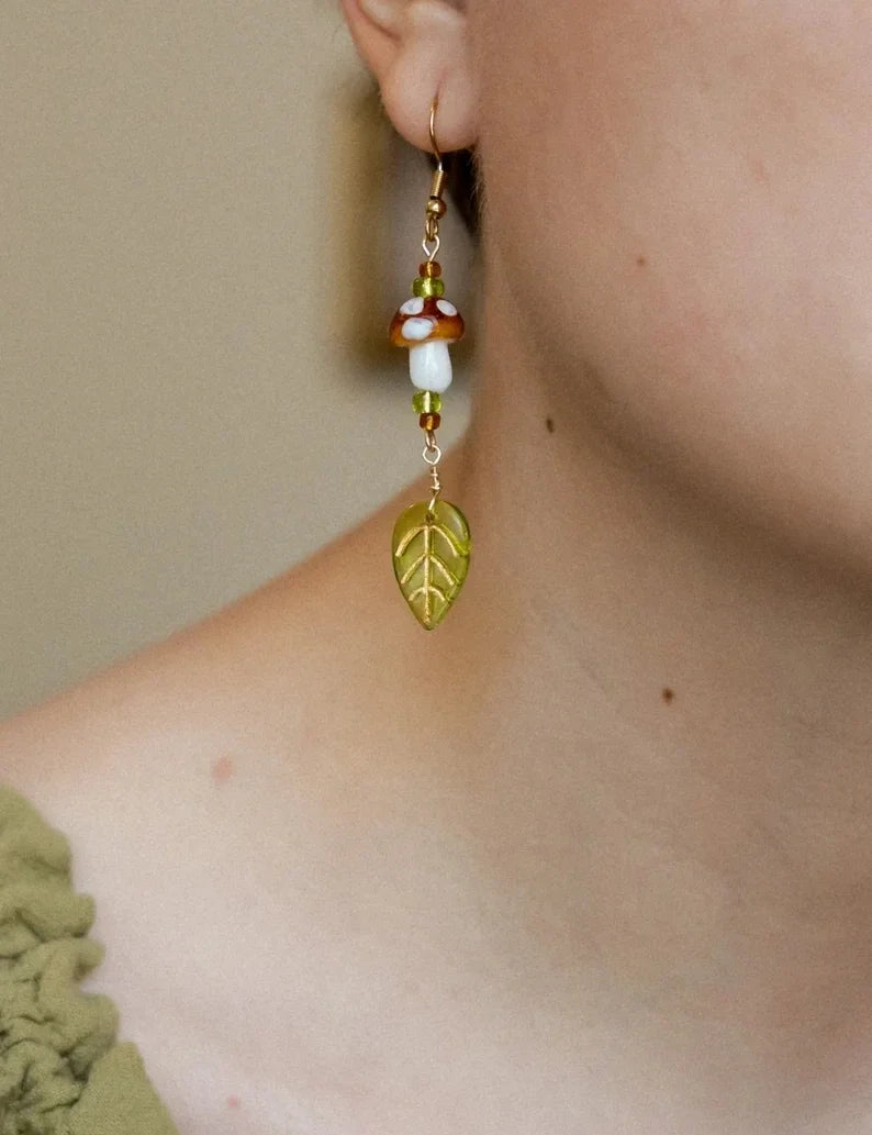 Fairycore Mushroom Necklace & Earrings Set - Festigal