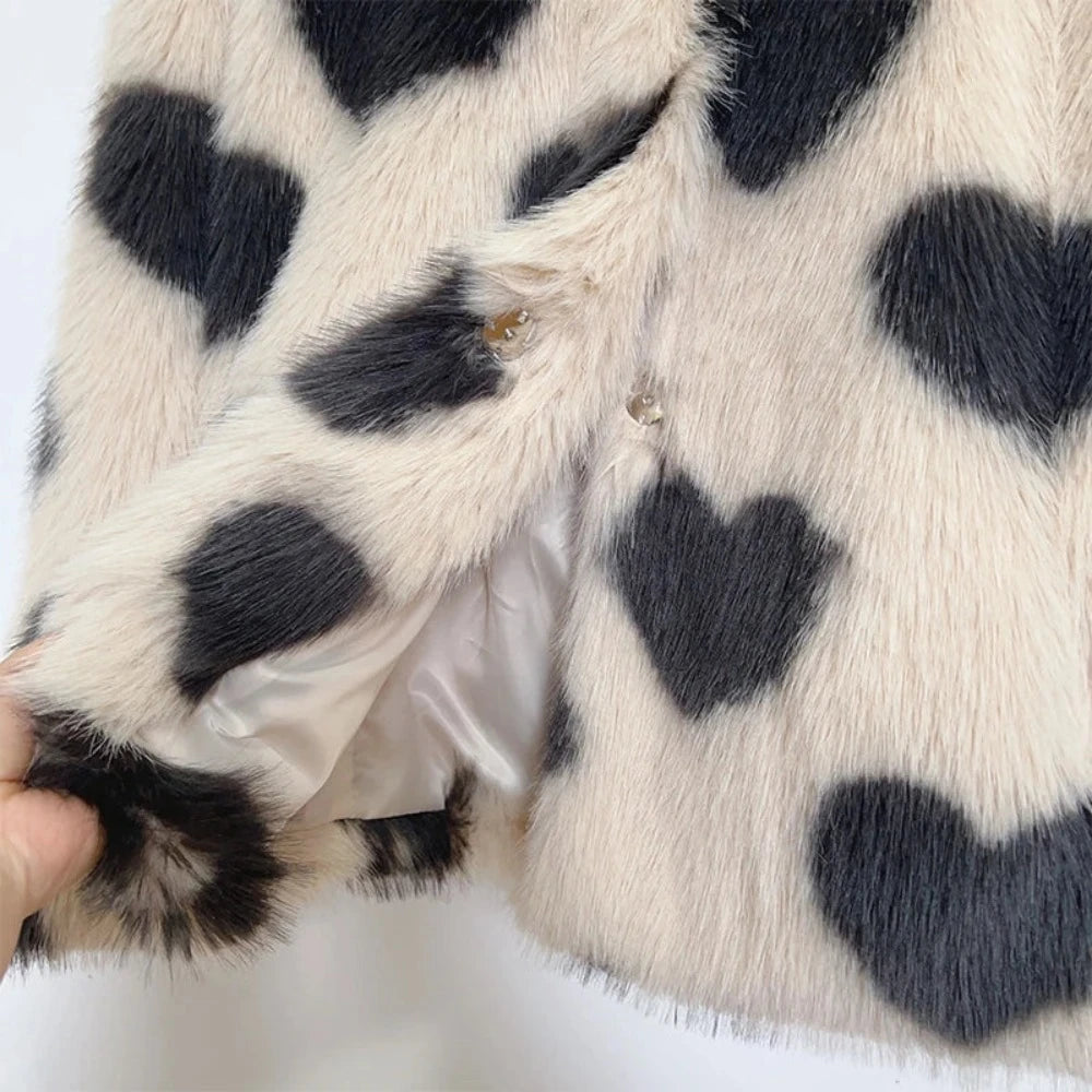 Queen of Hearts Faux Fur Coat - Festigal
