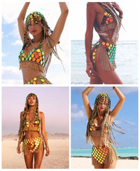 Circle Sequin Tassel Two Piece Set - Festigal