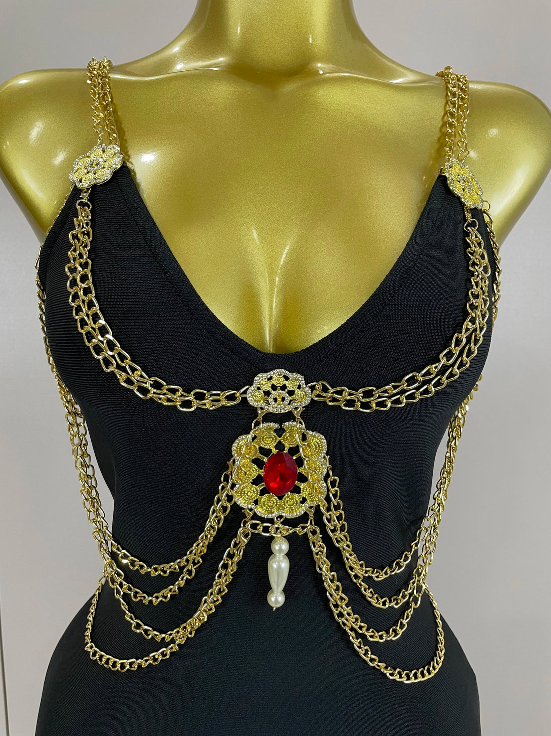 Brooch Chain Maxi Dress - Festigal