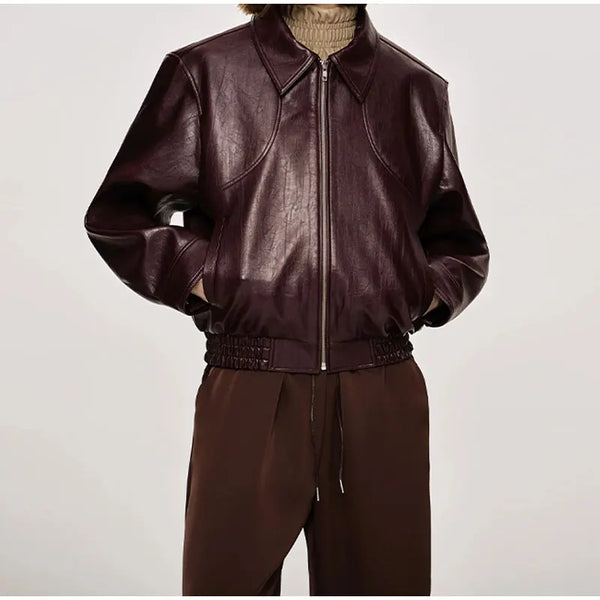 Faux Leather Cropped Jacket - Festigal