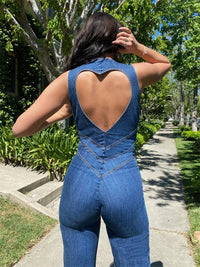 Heart Cut Out Backless Body Suit - Festigal