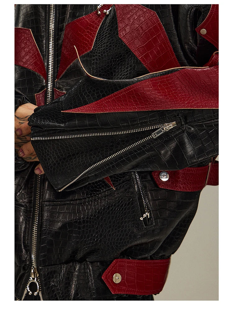 Mens Crocodile Faux Leather Jacket