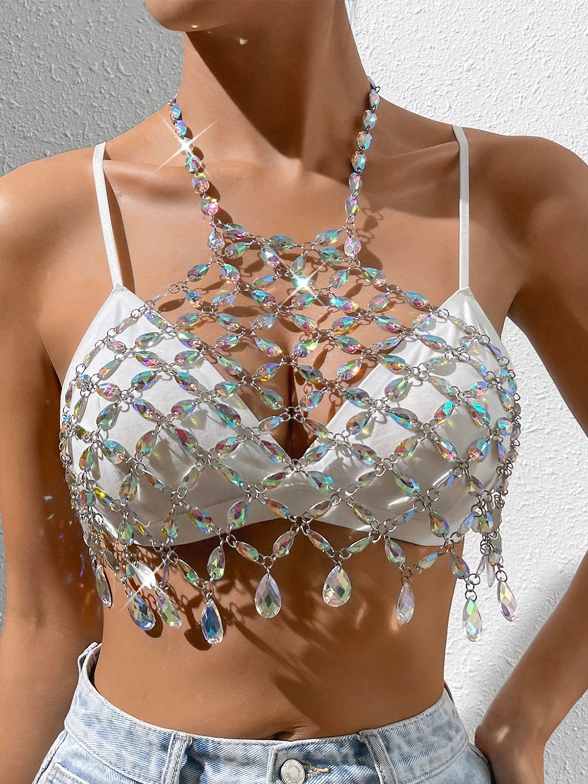 Hollow Out Rhinestone Top - Festigal