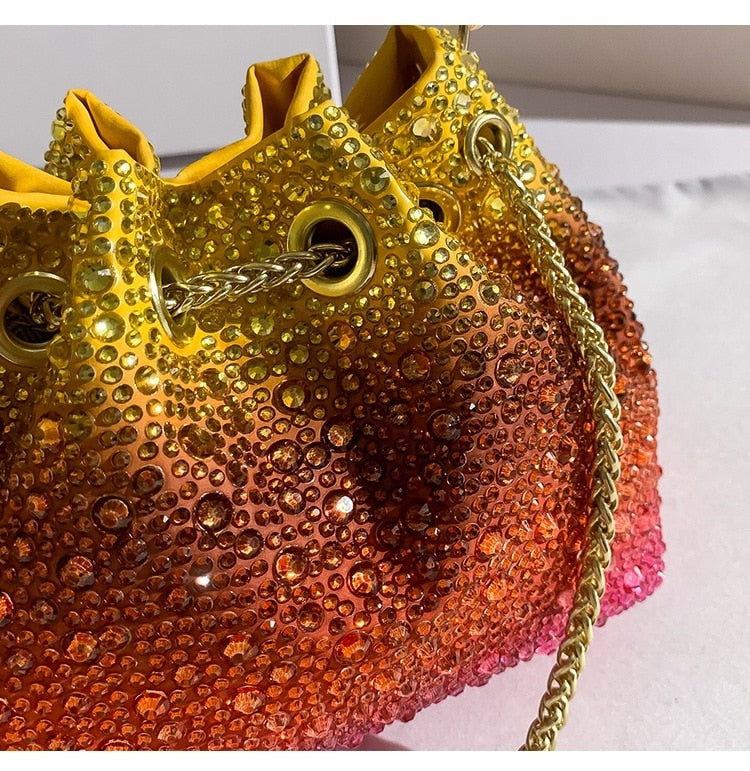 Rhinestone Ombre Bucket Bag - Festigal