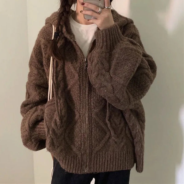 Cable Knit Chunky Oversized Cardigan - Festigal