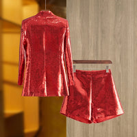 Glitter Sequinned Blazer Shorts Suit - Festigal