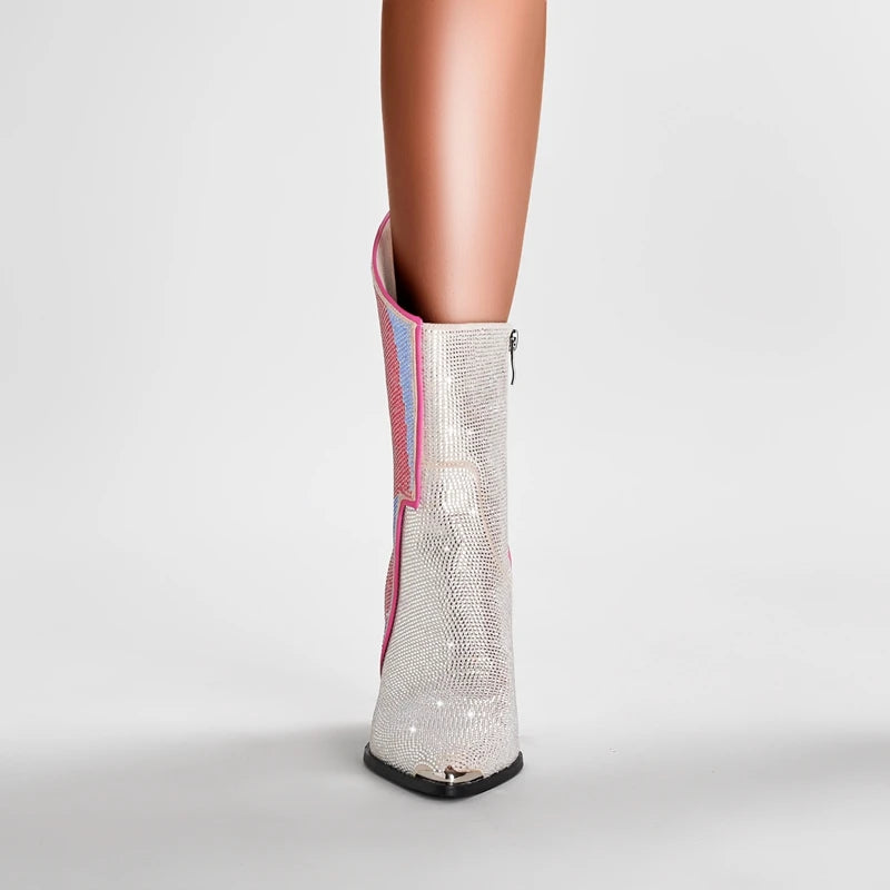 Pink Sequin Lightening Bolt Boots