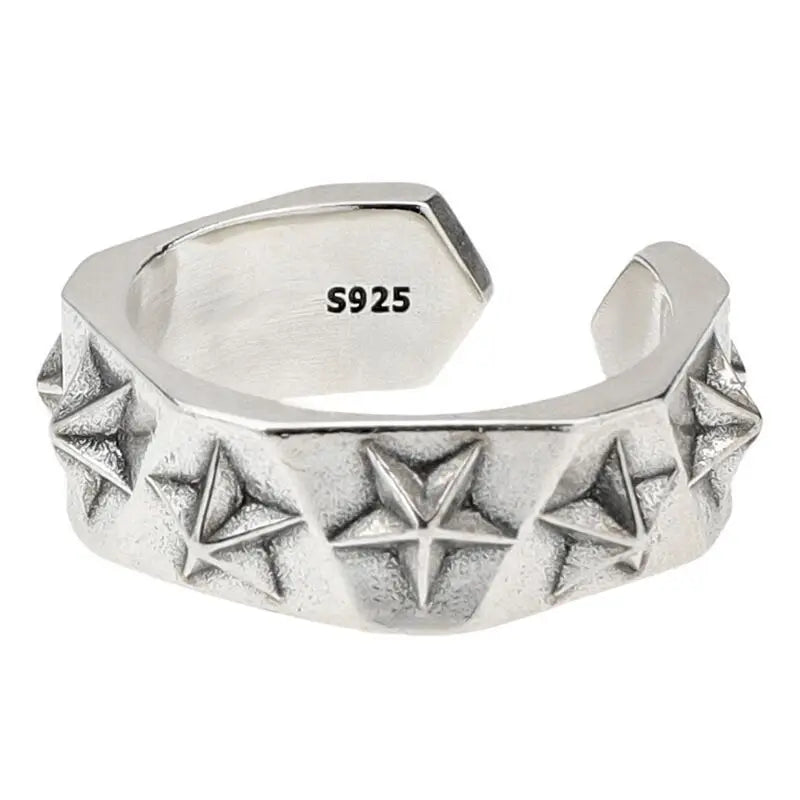 Sterling Silver Star Ring - Adjustable Unisex Festival Jewellery