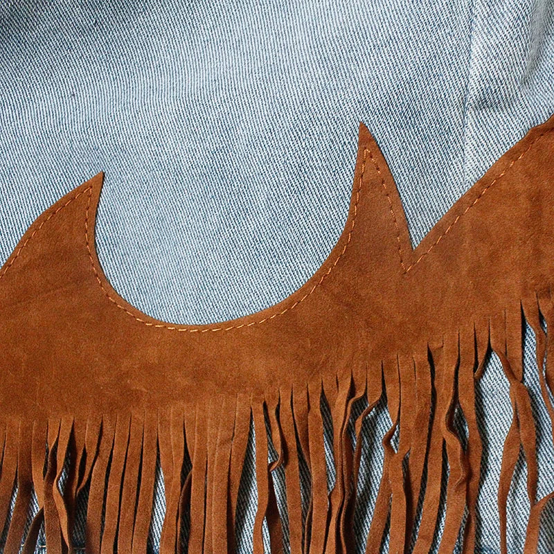 Western Denim Tassel Skirt - Festigal