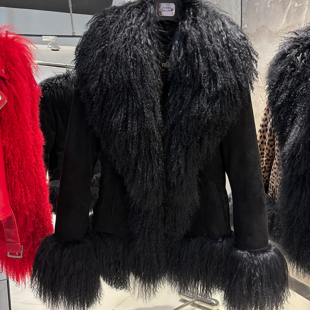 Suede Mongolian Fur Jacket