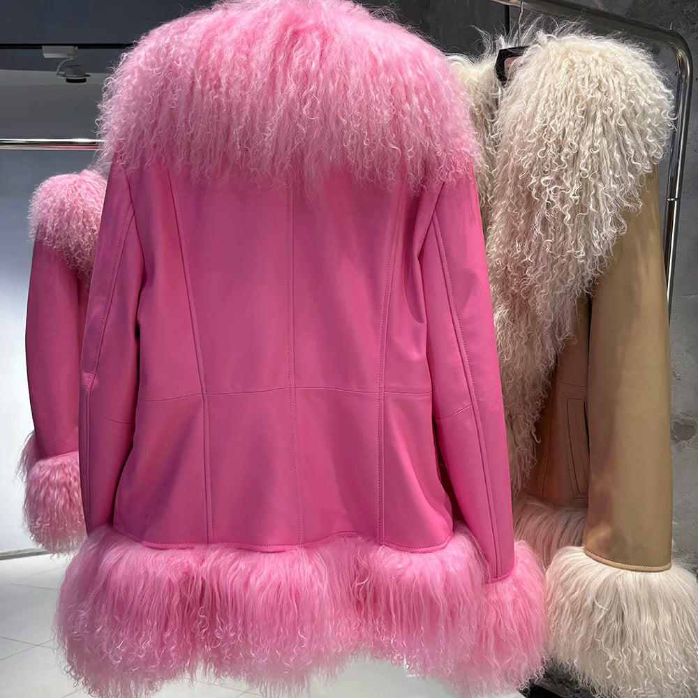 Suede Mongolian Fur Jacket