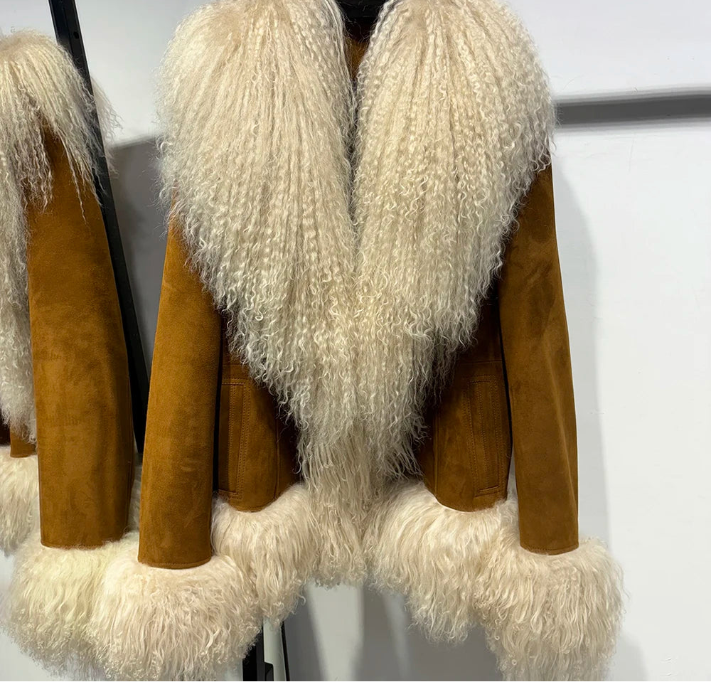 Suede Mongolian Fur Jacket