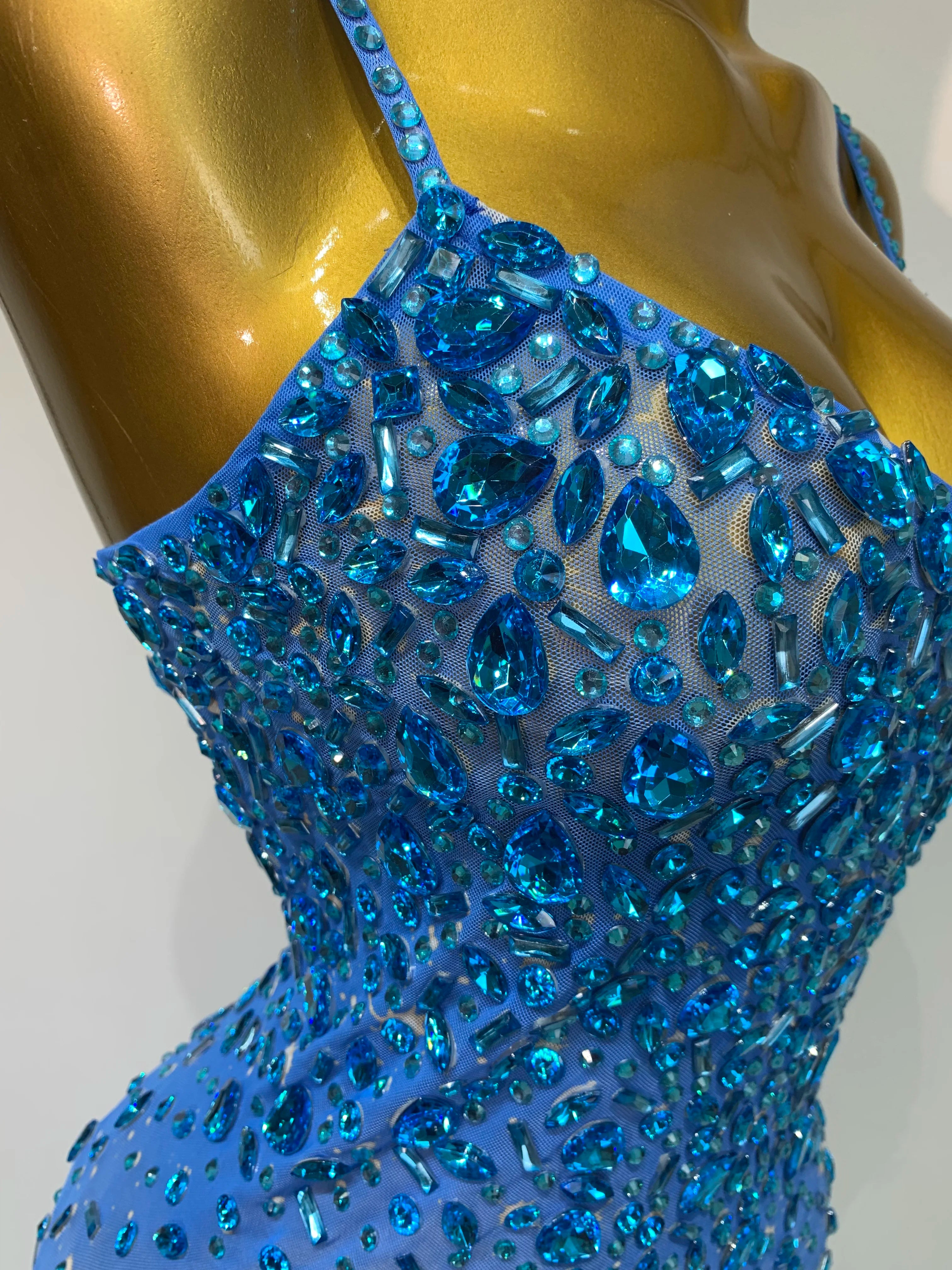 Rhinestone Mesh Maxi Dress