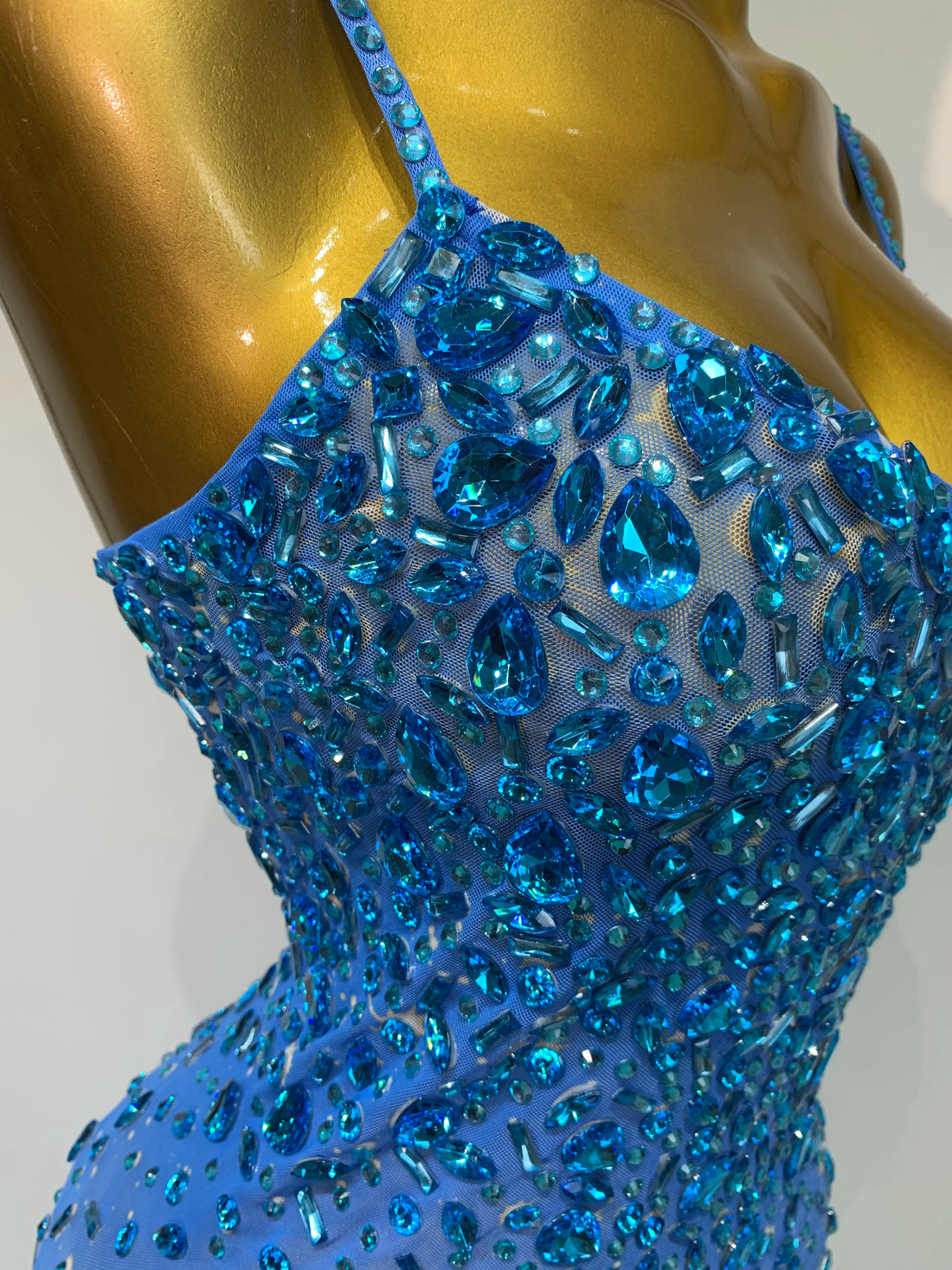 Rhinestone Mesh Maxi Dress