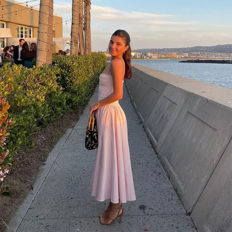 Bustier Pleated Midi Dress - Festigal