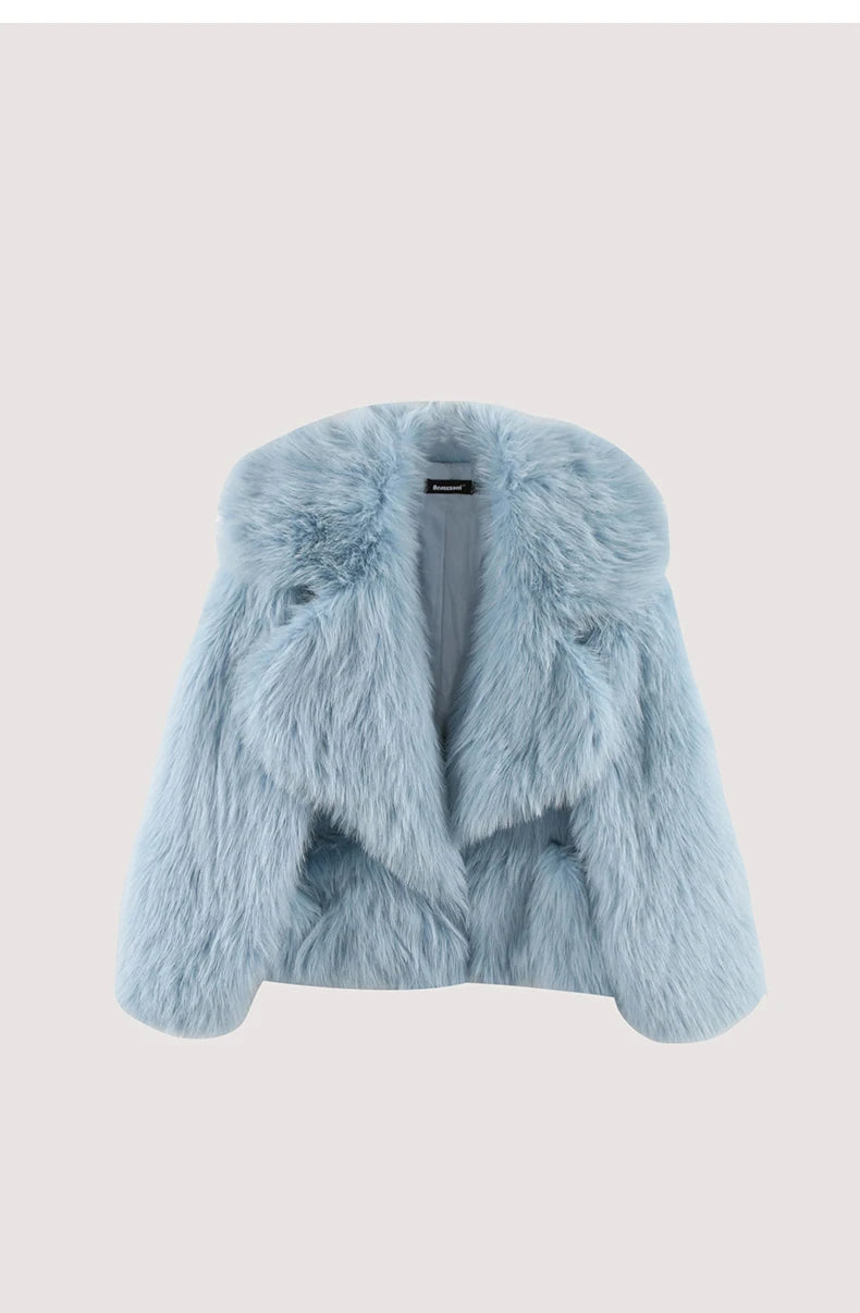 Faux Fur Oversized Collar Coat - Festigal