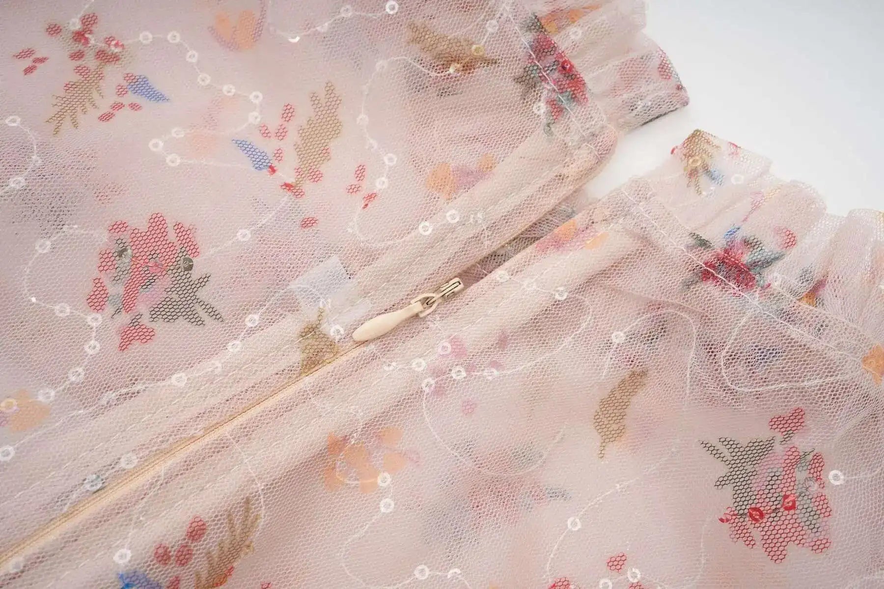 Floral Ruffled Embroidered Maxi Dress