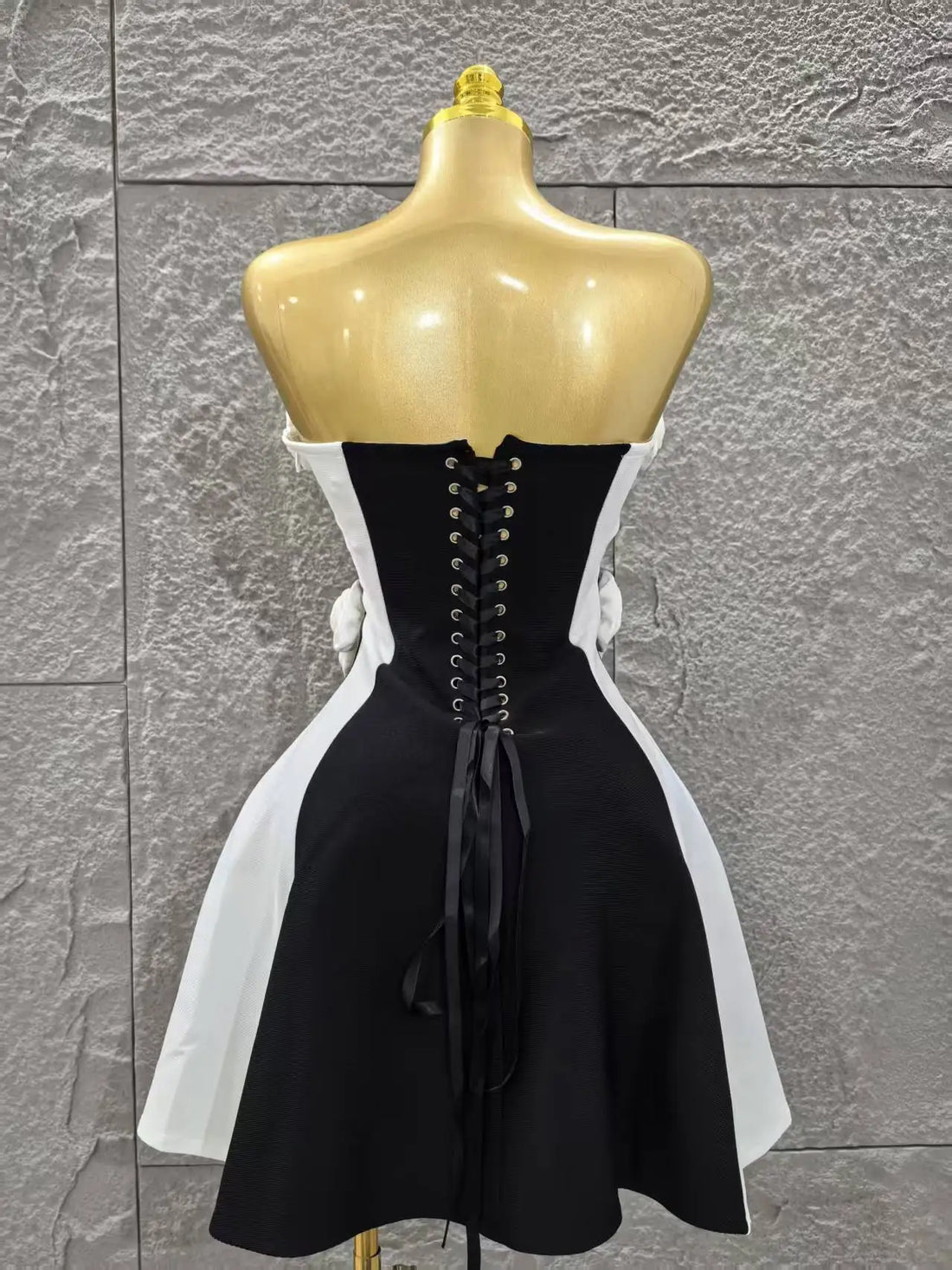 Monochrome 3D Flower A Line Dress