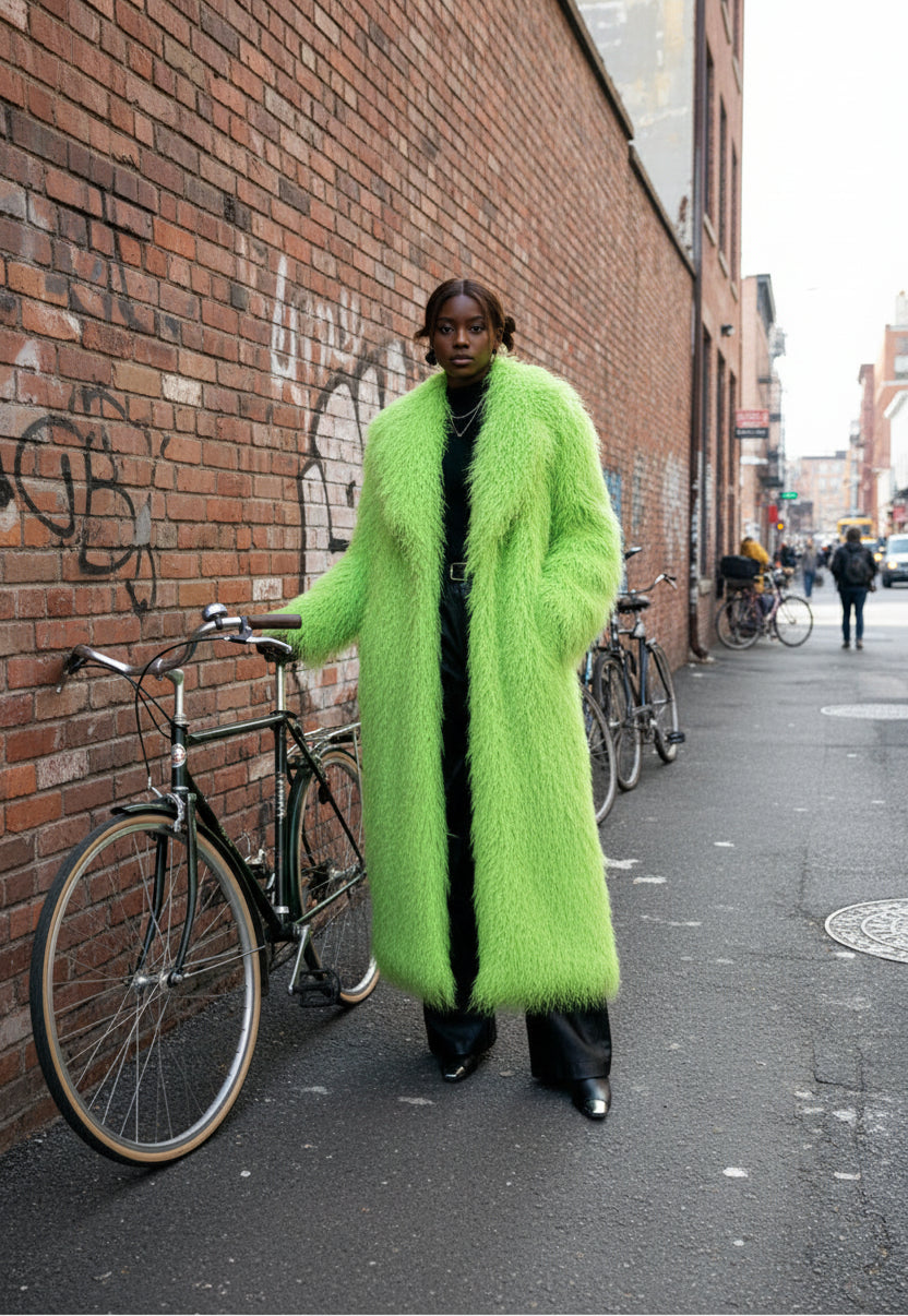 Shaggy Long Waist Tie Coat