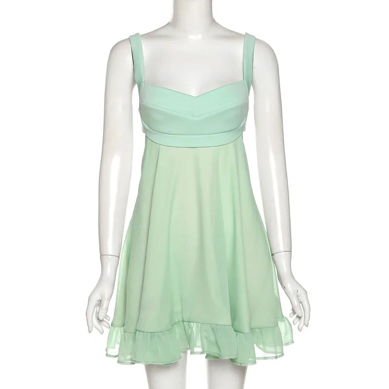 Mint Cut Out Ruffle Dress - Festigal