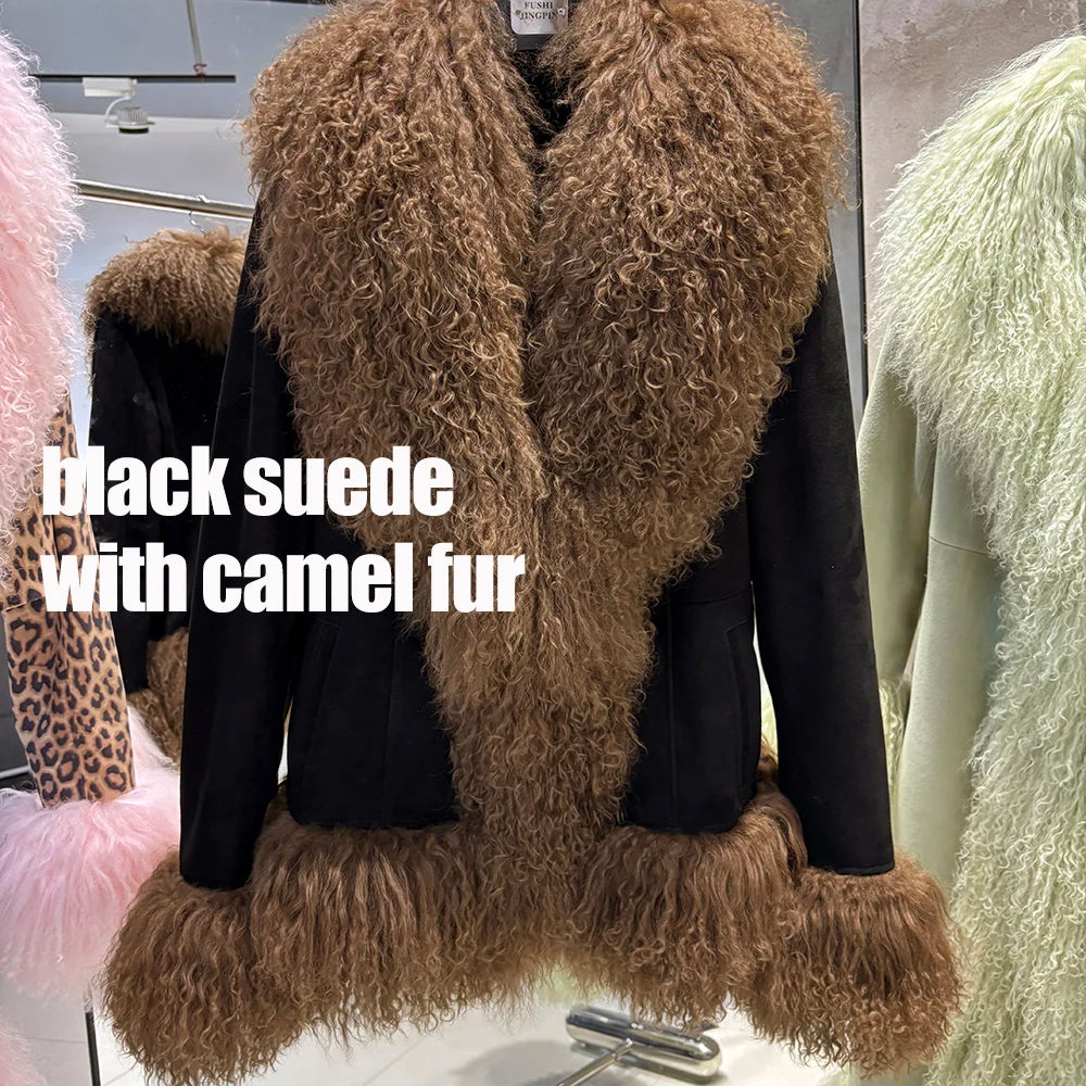 Suede Mongolian Fur Jacket