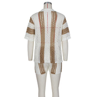 Striped Hollow Out Two-Piece Set - Festigal