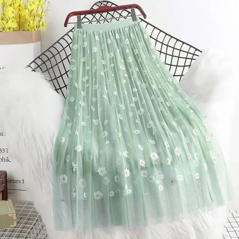 Daisy Mesh Midi Skirt - Festigal