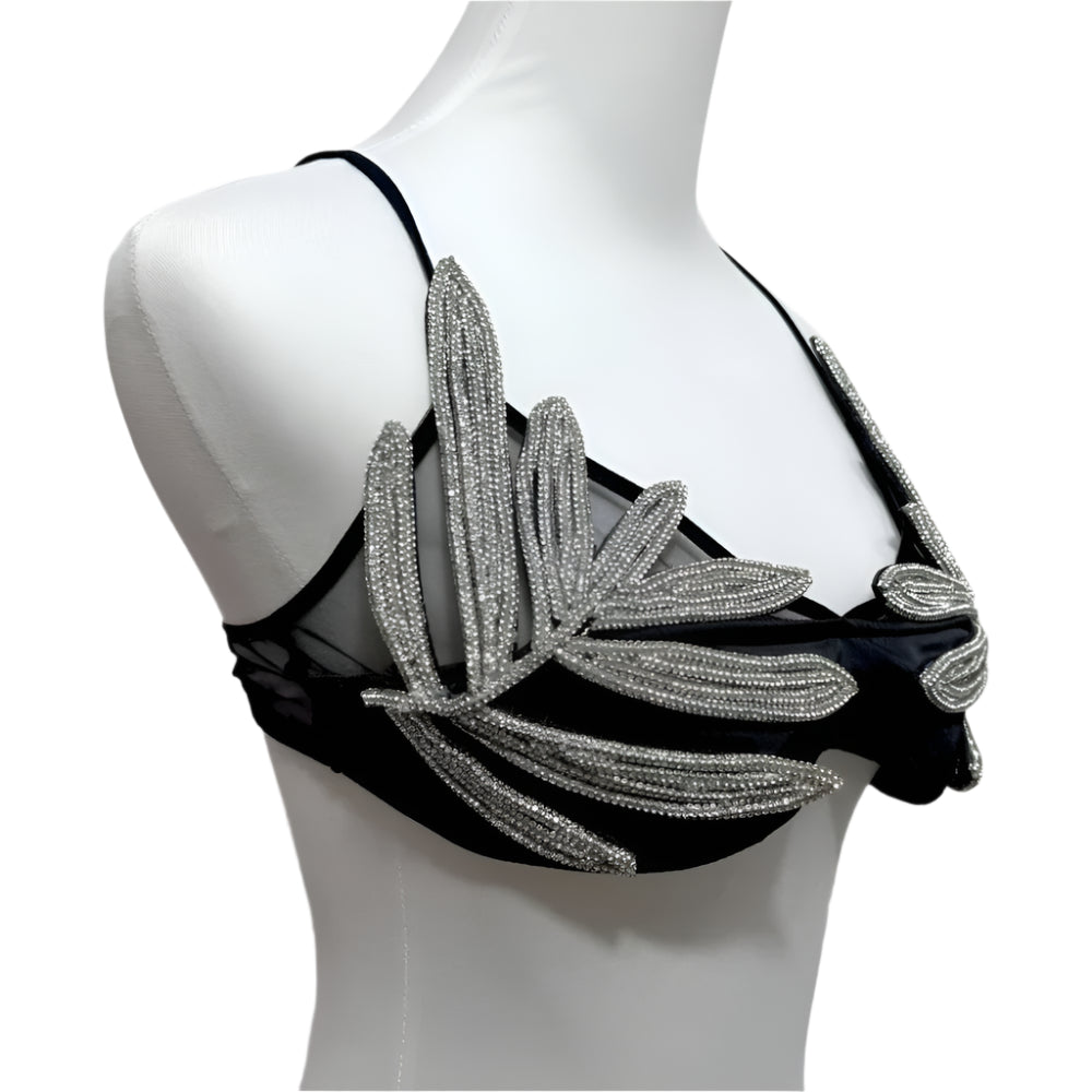 Leaf Rhinestone Bra - Festigal