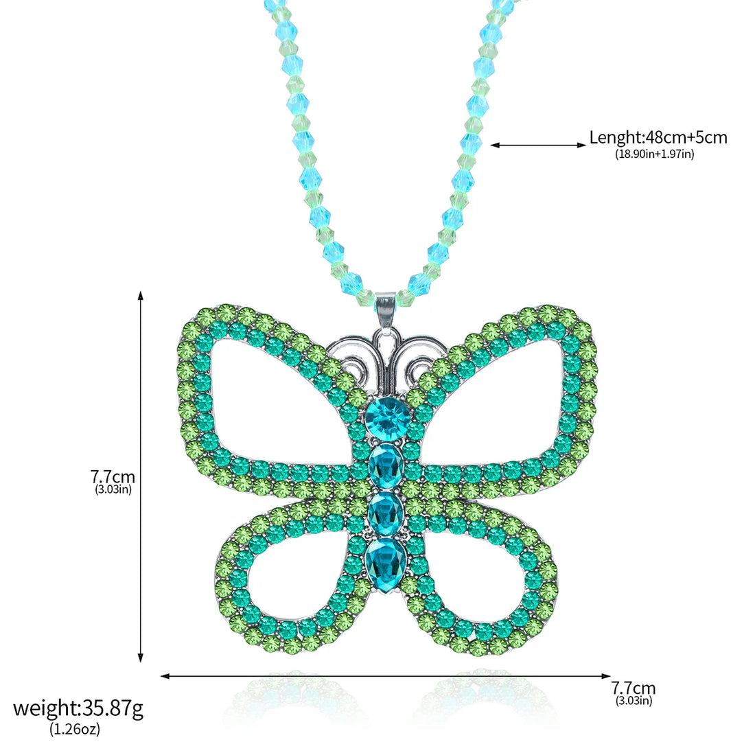 Rhinestone Butterfly Necklace - Festigal