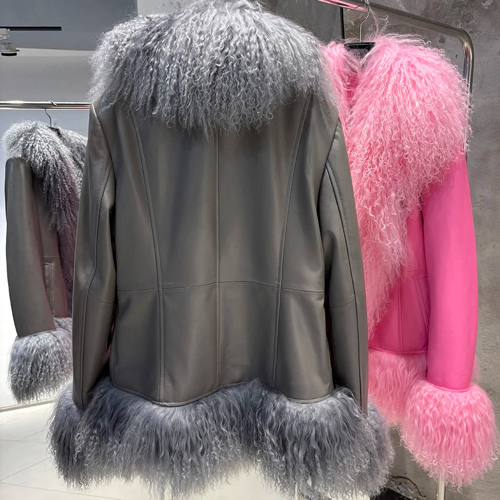 Suede Mongolian Fur Jacket