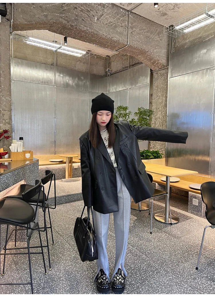 Crocodile Faux Leather Blazer - Festigal