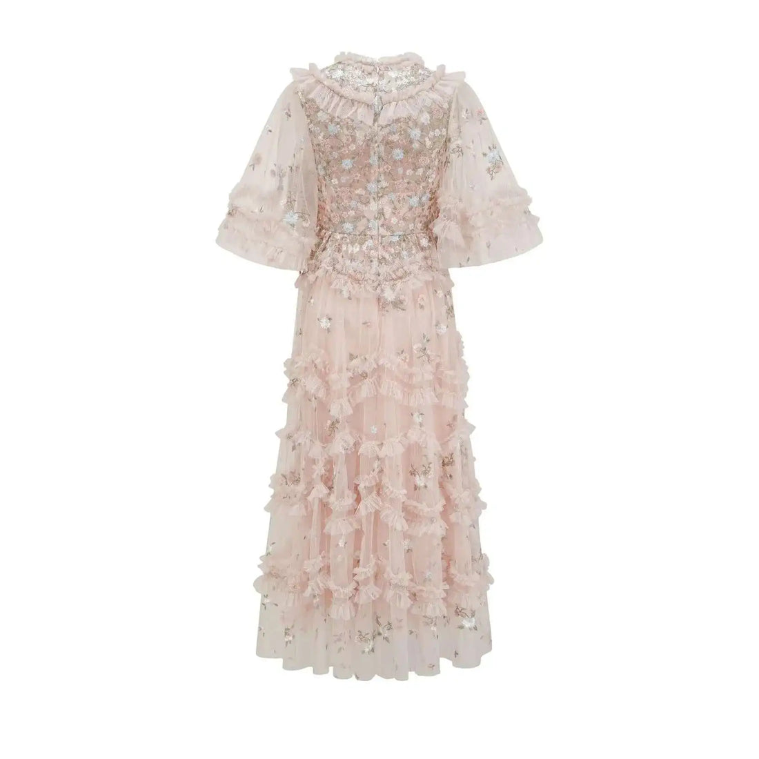 Floral Ruffled Embroidered Maxi Dress