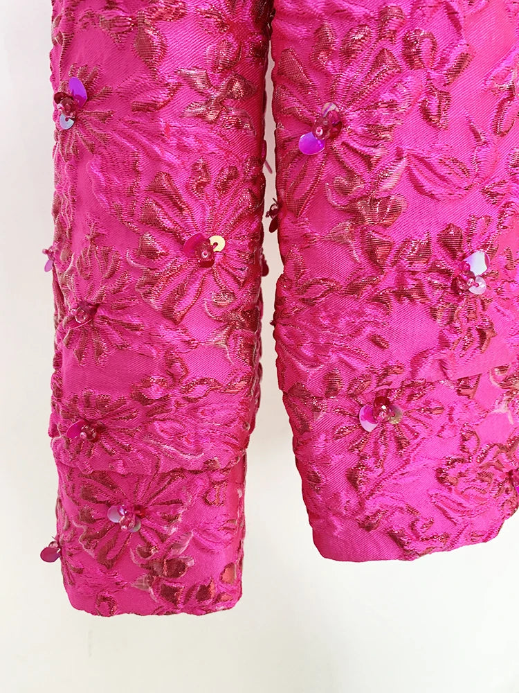 Pink Beaded Floral Hoodie - Festigal