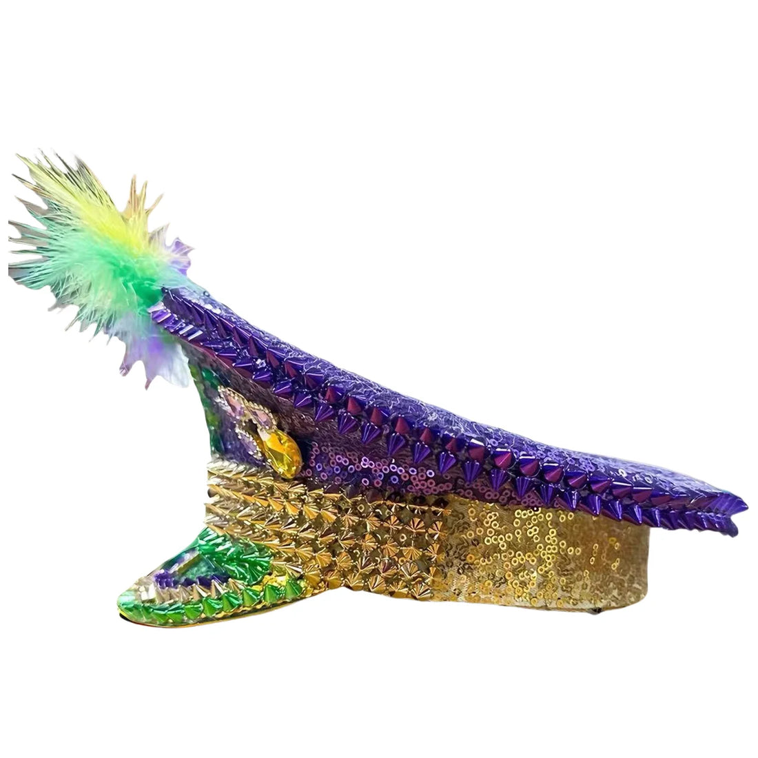 Mardi Gras Feather Military Hat - Festigal