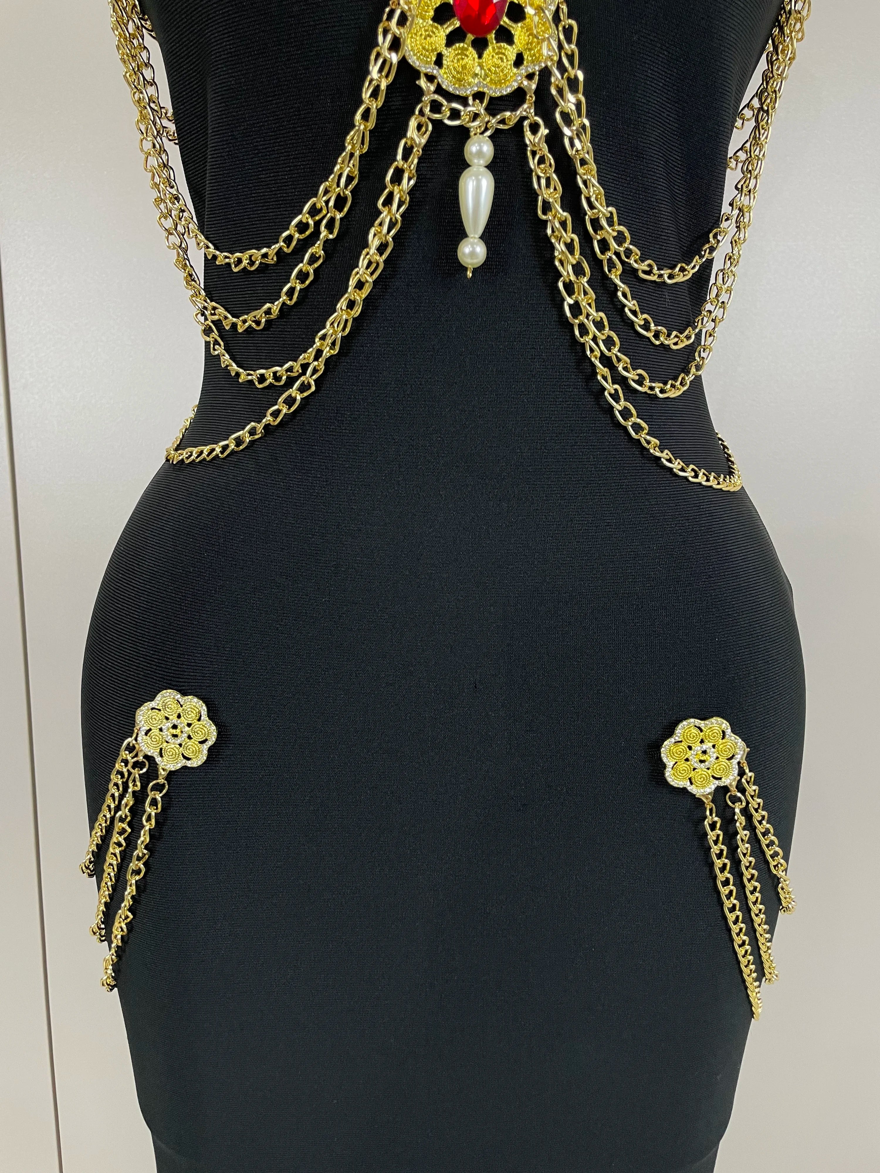 Brooch Chain Maxi Dress - Festigal