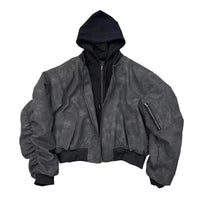 Men's Suede Hoodie Bomber Jacket - Festigal