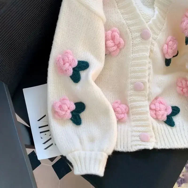 3D Flower Knit Cardigan - Festigal