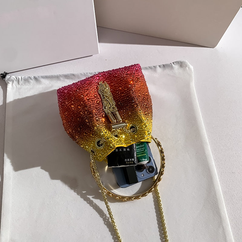 Rhinestone Ombre Bucket Bag - Festigal