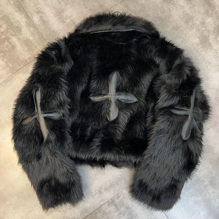 Faux Fur Cross Coat - Festigal