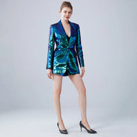 Glitter Sequinned Blazer Shorts Suit - Festigal