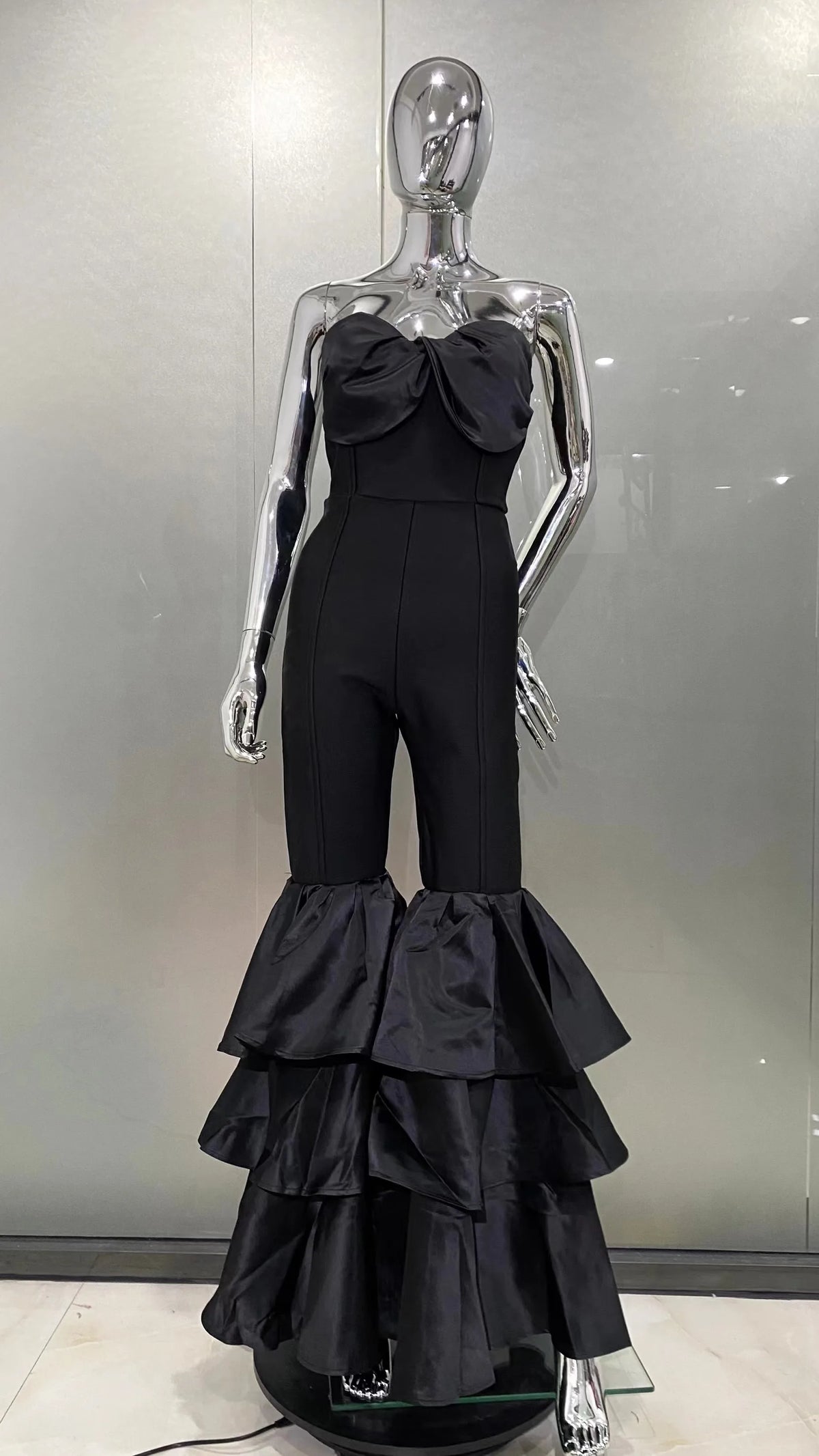 Strapless Ruffle Leg Jumpsuit