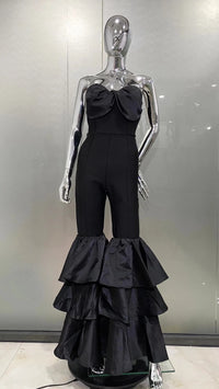 Strapless Ruffle Leg Jumpsuit