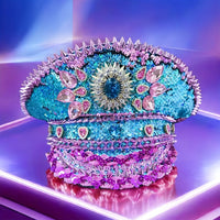 Rhinestone Spiked Steampunk Hat - Festigal