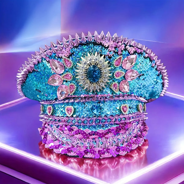 Rhinestone Spiked Steampunk Hat - Festigal