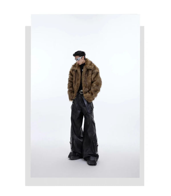 Unisex Brown Faux Fur Coat - Festigal