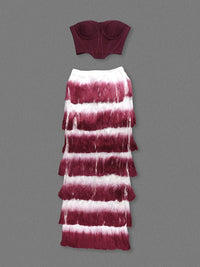 Gradient Top & Tassel Skirt Set