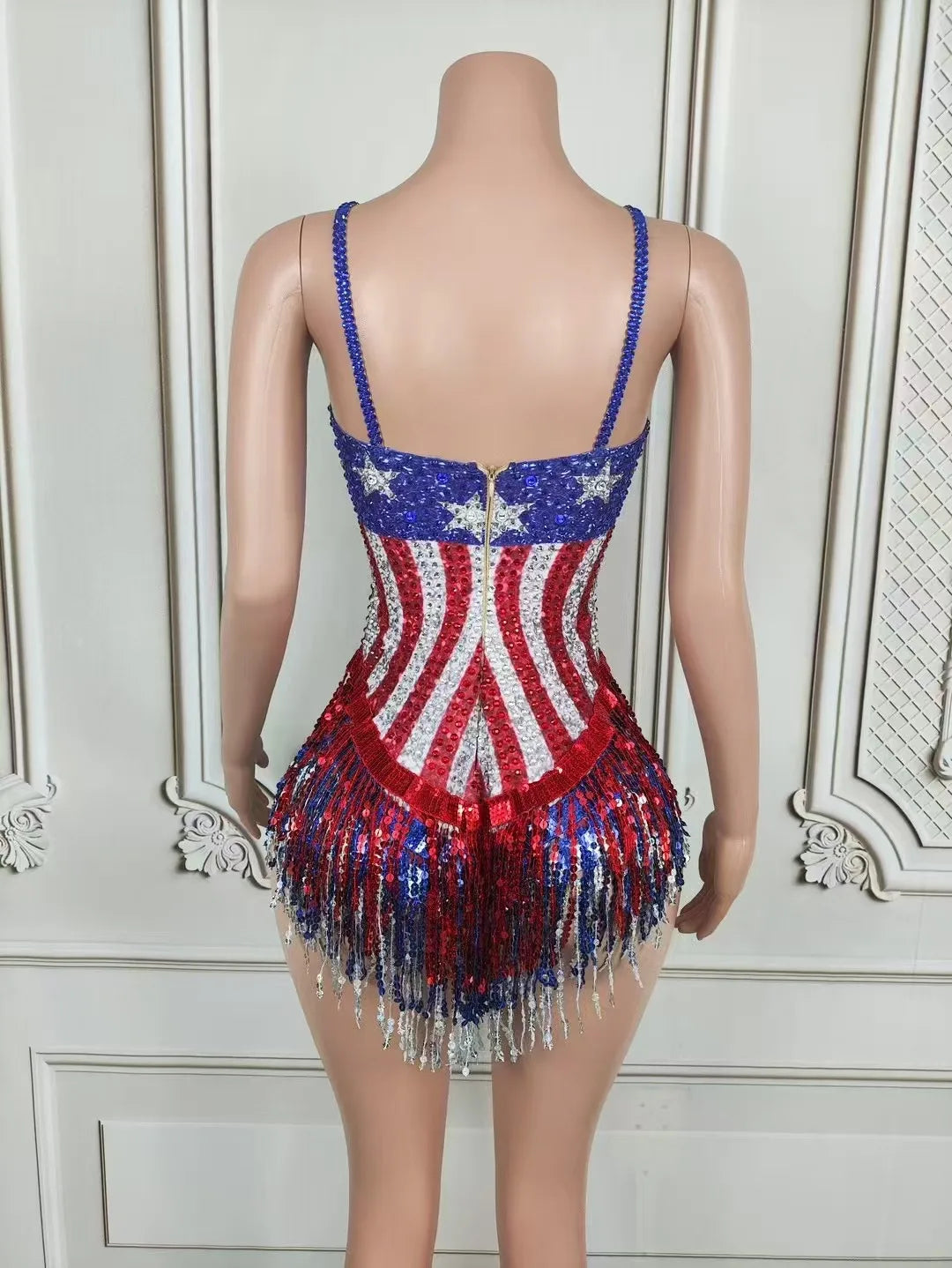 USA Sequin Tassel Bodysuit - Festigal