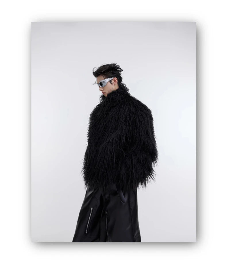 Men's Shaggy Faux Fur Jacket - Festigal